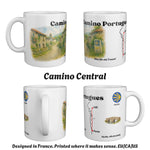 The Camino Portugues mug seen from four sides, 330 ml / 11 oz.