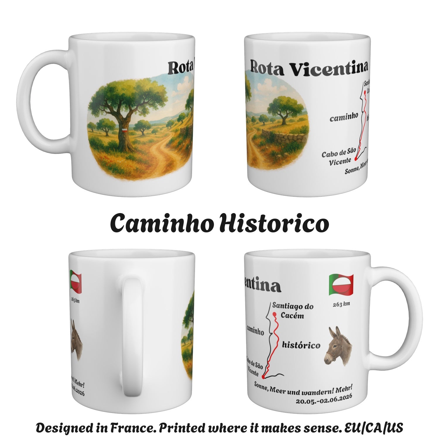 The Rota Vicentina mug seen from four sides, 330 ml / 11 oz.
