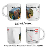 The E5 Oberstdorf - Meran mug seen from four sides, 330 ml / 11 oz.