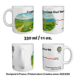 The Camino del Norte mug seen from four sides, 330 ml / 11 oz.