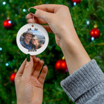 GR 20 photo ornament shown in front of Christmas tree.