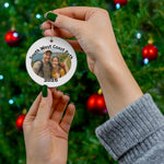 South West Coast Path photo ornament shown in front of Christmas tree.
