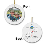 Camino Inglés ornament mockup (front & back), 2026.