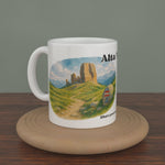 Video of a white Alta Via 1 mug turning slowly, showing both editions: the watercolour map and the photo version.